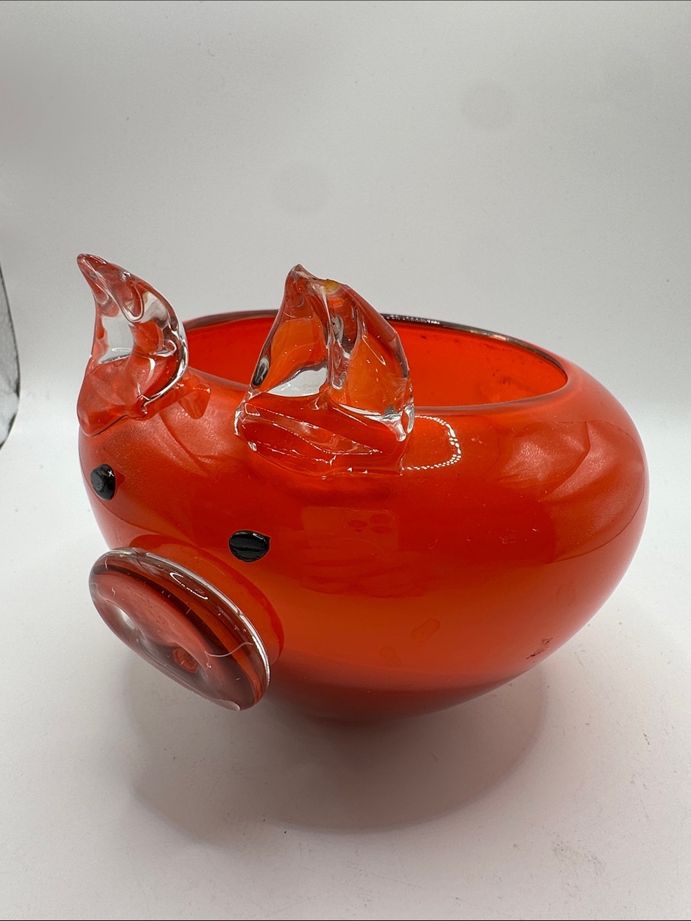 Red Glass Pig Bowl - Decorative Home Accent - Picture 2 of 8